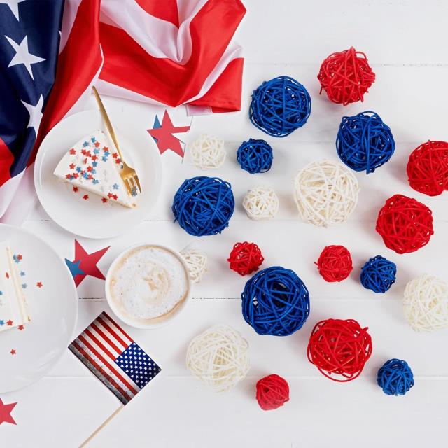 Where to find Patriotic Red White Blue Rattan Ball in Tulsa