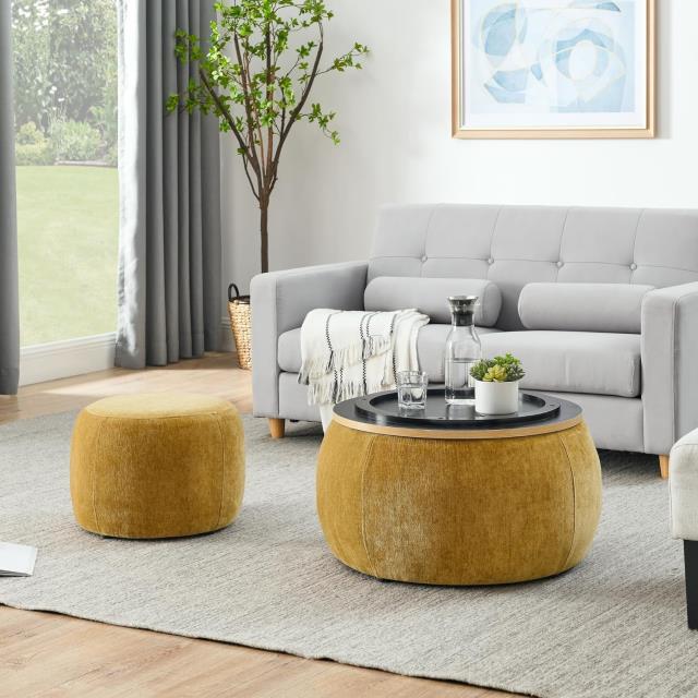 Where to find Chanelle Drum Coffee Table,Vintage Gold in Tulsa