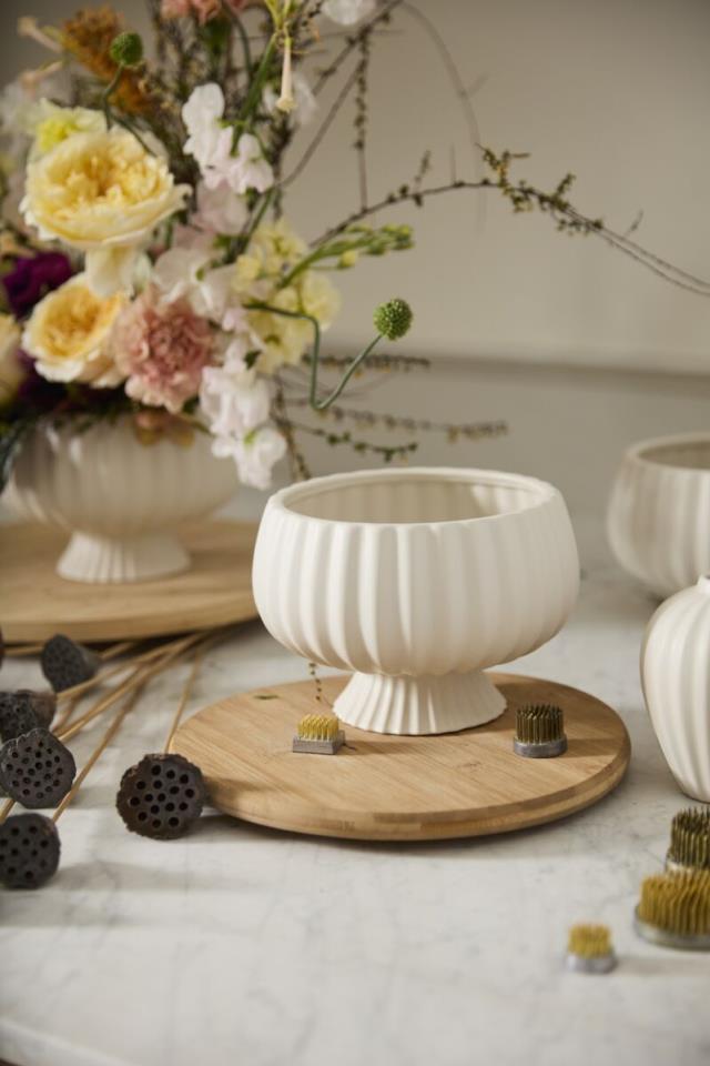 Where to find White Ribbed Compote Vase in Tulsa