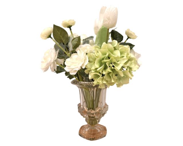 Rental store for Beveled vase w  faux flowers, green wht in Tulsa OK