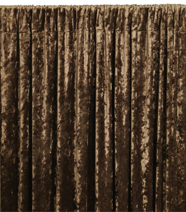 Rental store for Chocolate Crushed Velvet Drape, 10ft in Tulsa OK