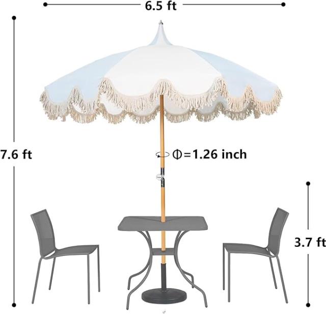 Where to find Patio Fringe Umbrella,Blue white in Tulsa