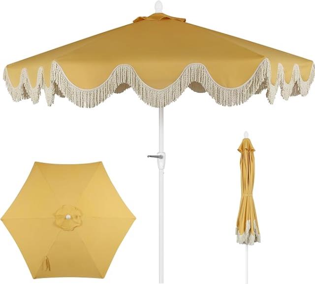 Rental store for Mustard Yellow Fringed Umbrella in Tulsa OK