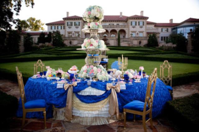 Where to find Royal Blue Pinched Taffeta Linens in Tulsa