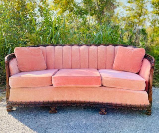 Where to find Sofie Vintage Sofa blush velvet in Tulsa