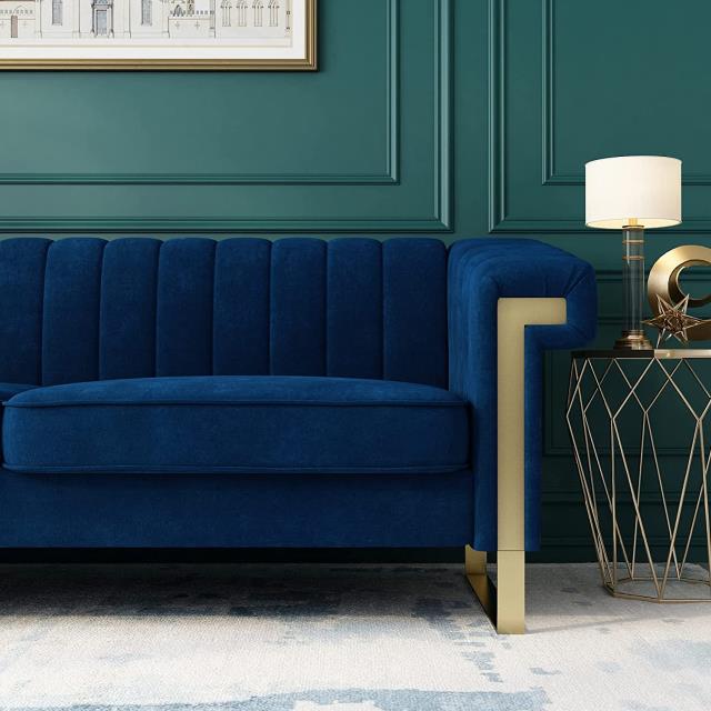 Where to find Rochelle Blue Velvet Sofa in Tulsa