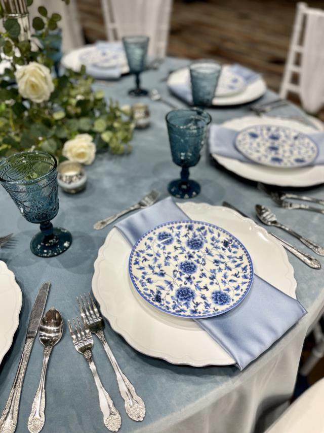 Where to find Storm Blue Velvet Linens in Tulsa